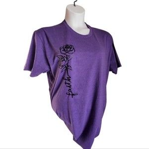 Faith Stem Rose Design in black on purple next level tshirt size XL